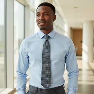 Bocara Mens 100% Silk Neck Tie Navy Blue Yellow Red Geometric Floral Pattern NWT